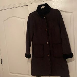 Dana Buchman Black Genuine Trim Overcoat Small Euc Coat